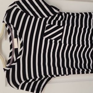 Black and white striped blouse